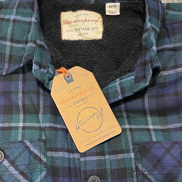 WEATHERPROOF VINTAGE Men's Sherpa Lined Flannel Shirt Jacket Size M - Picture 5 of 7
